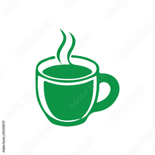 Hot Green Tea or Coffee Mug – Minimalist Beverage Icon