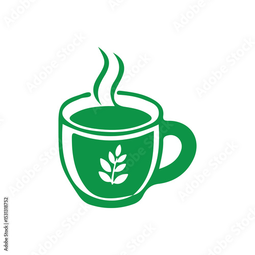 Hot Green Tea or Coffee Mug – Minimalist Beverage Icon