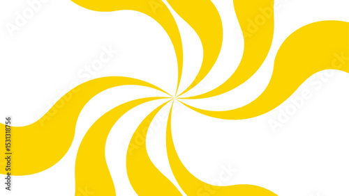 Abstract bold, radial swirl pattern with wavy, curved orange shapes with central point on a white background. Dynamic motion and a hypnotic spiral effect and energetic optical illusion. 