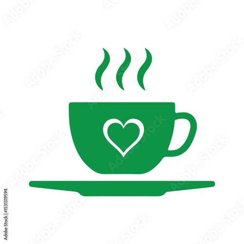 Heart in Coffee Cup Vector – Eco Drink Icon Isolated on White