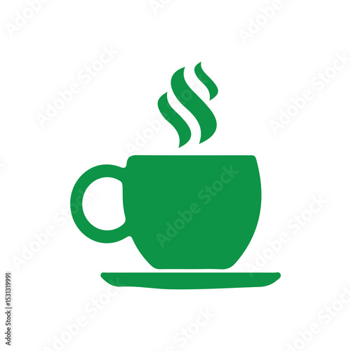 Eco-Friendly Hot Drink Symbol – Green Mug with Steam