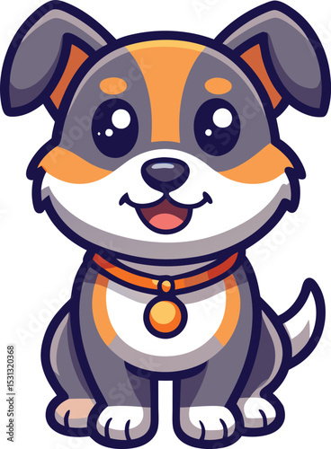 Adorable cartoon puppy dog with orange patches