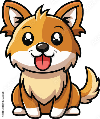 Adorable cartoon corgi puppy sitting and smiling