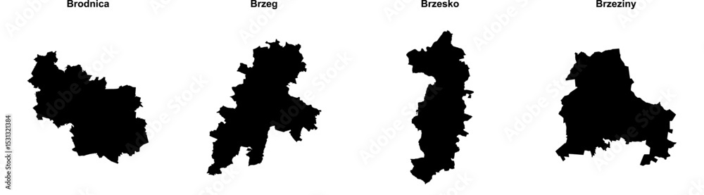 Brodnica, Brzeg, Brzesko, Brzeziny outline maps Brodnica, Brzeg, Brzesko, Brzeziny outline maps