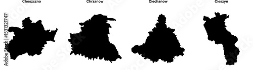 Choszczno, Chrzanow, Ciechanow, Cieszyn outline maps photo