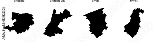 Grudziadz, Grudziadz City, Gryfice, Gryfino outline maps