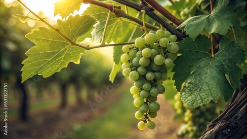 Harvesting green grapes vineyard nature photography sunlit environment close-up view agricultural beauty