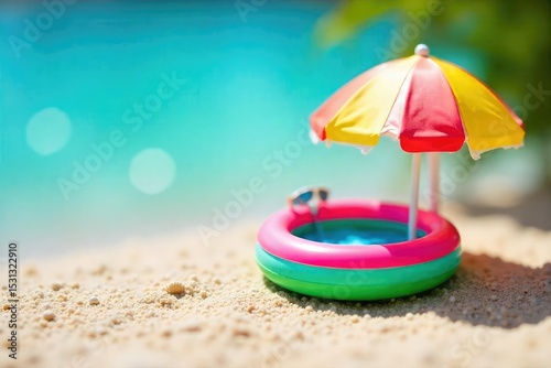 Wallpaper Mural A tiny inflatable pool, sunglasses, and a miniature beach umbrella create a charming summer scene perfect for a postcard or blog post Enjoy the miniature summer vibe!, holiday mood, summer scene Torontodigital.ca