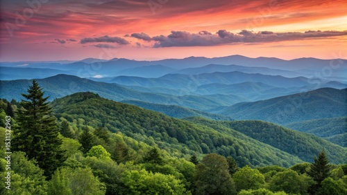 Breathtaking sunset over the appalachian mountains nature photography majestic landscape serene environment wide-angle view of nature