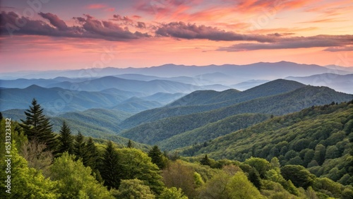Breathtaking sunset over blue ridge mountains nature landscape peaceful environment scenic viewpoint tranquil for outdoor enthusiasts