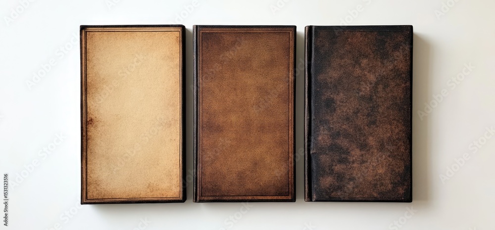 Fototapeta premium Three rectangular boxes with varying aged paper textures