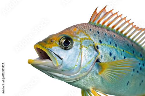Striking yellowtail snapper, isolated on transparent background