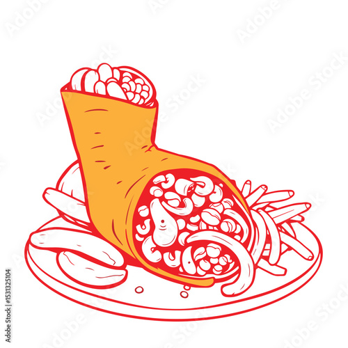 Shawarma food concept design logo vector illustration.