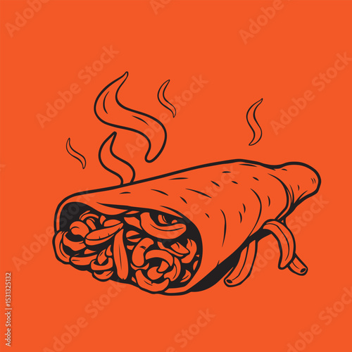 Shawarma food concept design logo vector illustration.