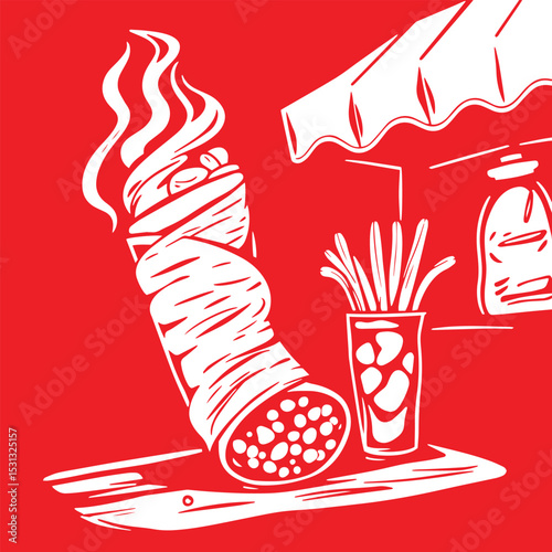 Shawarma food concept design logo vector illustration.