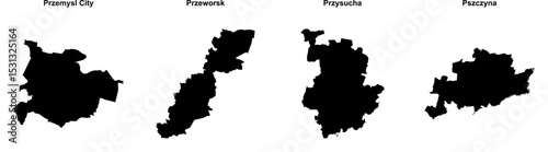 Przemysl City, Przeworsk, Przysucha, Pszczyna outline maps