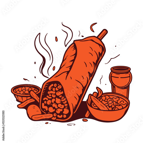 Shawarma food concept design logo vector illustration.