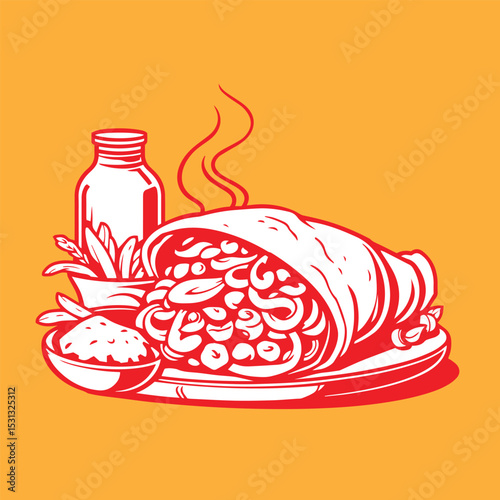Shawarma food concept design logo vector illustration.