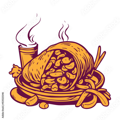 Shawarma food concept design logo vector illustration.