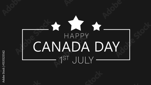 Dominion Day, Happy Canada Day, celebrating joy and peace bg. Patriotic gold metal typography overlay asset. Shiny Happy Canada Day, July 1 nationwide feeling social media posts, story advertisement.