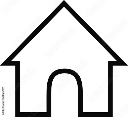 Home Icon: A minimalist and clean black outline of a house icon, perfect for representing concepts related to real estate, home, security, or any aspect of domesticity.