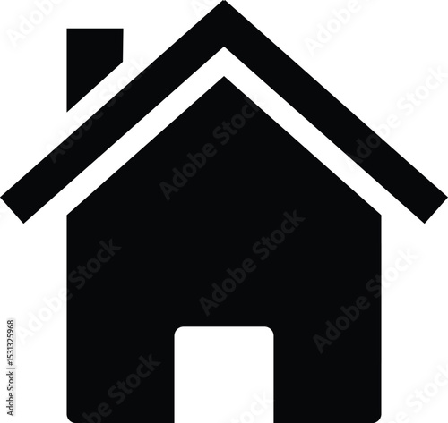 Home Icon: A simple, sleek icon of a house, representing concepts of home, shelter, and real estate, suitable for digital applications. 