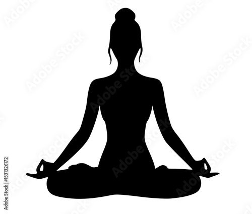 silhouette of a woman meditating