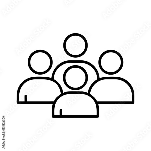 Minimal Thin Line Icon of Teamwork Group – Simple Collaboration Illustration

