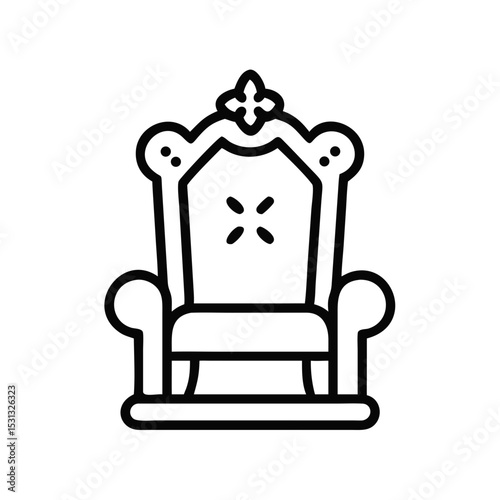 Minimal Thin Line Icon of Throne – Simple Royal Seat Illustration

