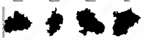 Wadowice, Wagrowiec, Walbrzych, Walcz outline maps