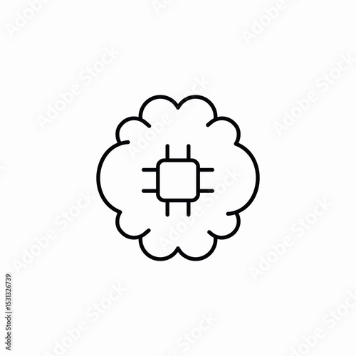 microchip brain icon sign vector
