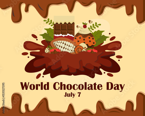 Flat Chocolate Splash Illustration for World Chocolate Day