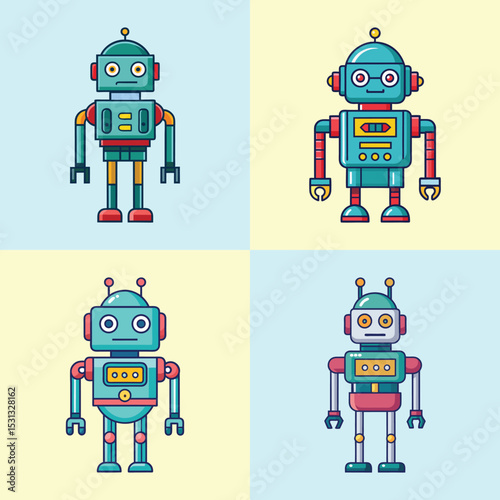 AI Robot Flat Illustration Futuristic Artificial Intelligence Vector Design