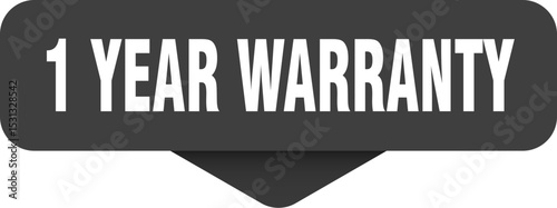 1 year warranty sticker. 1 year warranty sign on transparent background