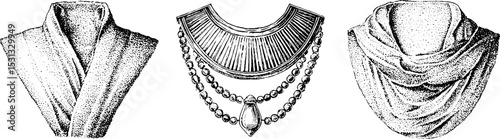 Ancient egyptian linen tunic and gold broad collar design for historical fashion and heritage illustration