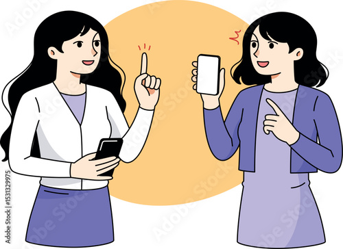 Two Women Engaging in an Informative and Casual Mobile Conversation with Each Other