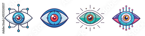Cyber Eye Flat Illustration Futuristic Bionic Implant Vector Design