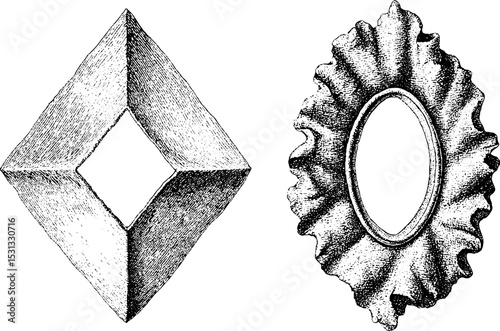 Geometric art set featuring broken zigzag and hollow circle designs
