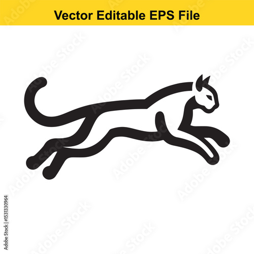 Vector illustration of a leaping panther, a powerful and graceful wild cat