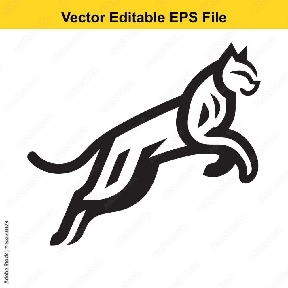 Fototapeta premium Vector illustration of a leaping panther, a stylized design suitable for logos or branding