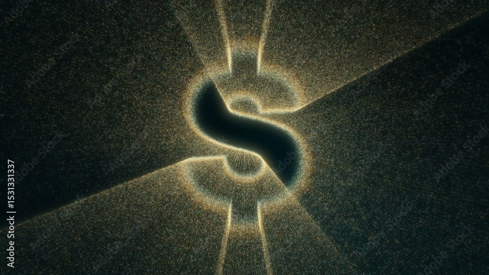 Animation with the dollar symbol built from particles