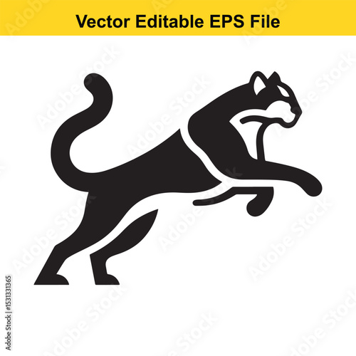 A sleek, leaping panther silhouette, a powerful and elegant logo design, perfect for brands seeking a fierce and sophisticated image.