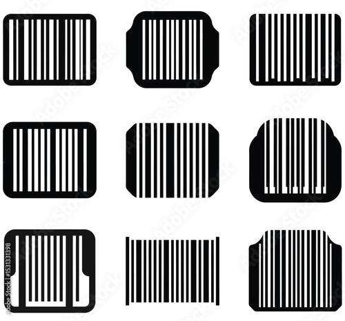 Collection of Black and White Barcode Icons