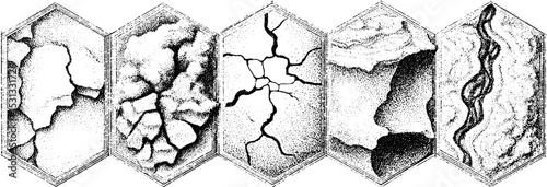 Abstract geometric design of cracked earth and tectonic shift patterns for artistic concepts