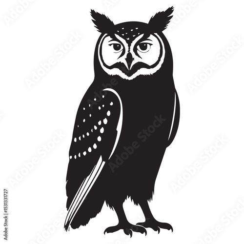 Black and white stylized owl illustration graphic