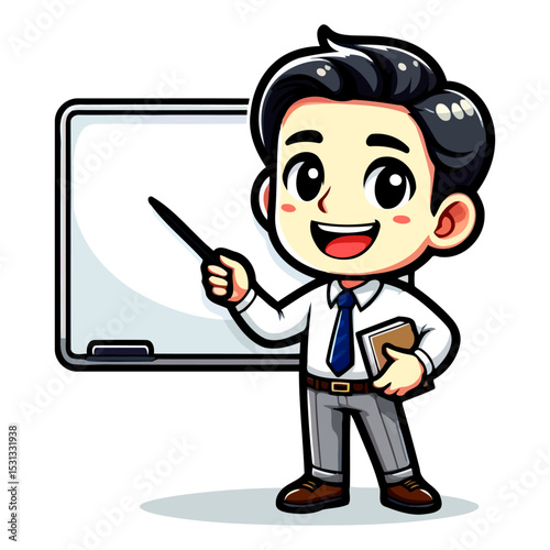 Happy teacher giving a presentation in class