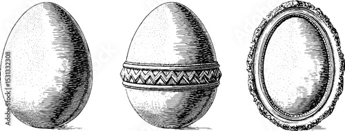 Vintage easter egg designs with zigzag stripes and dots for holiday decorations