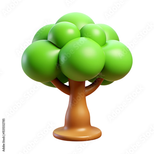 Green apple tree shaped like a globe with decorative elements