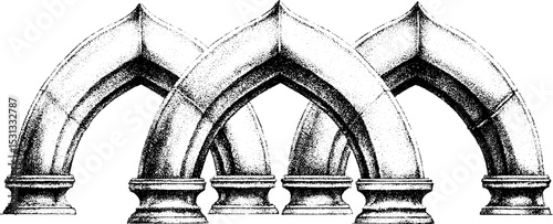 Detailed architectural flying buttress arches for historical design concepts