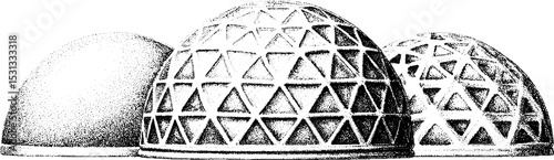 Geodesic dome silhouette and architectural line art for design projects